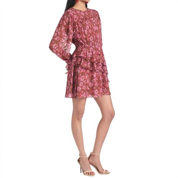 NEW SACHIN & BABI meg floral ruffle chiffon mini dress in red - Picture 4 of 4
